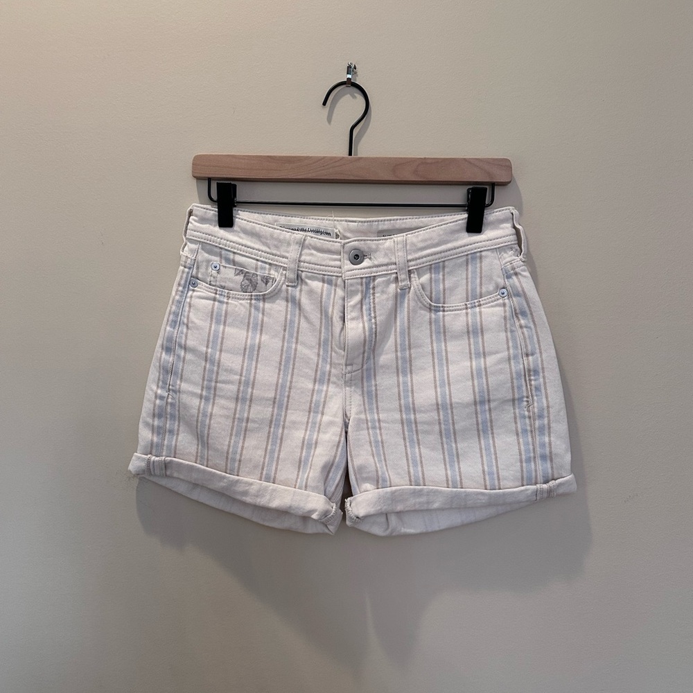 Anthropologie White Striped Jean Shorts